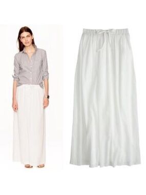 J. Crew White Drawstring Maxi Skirt